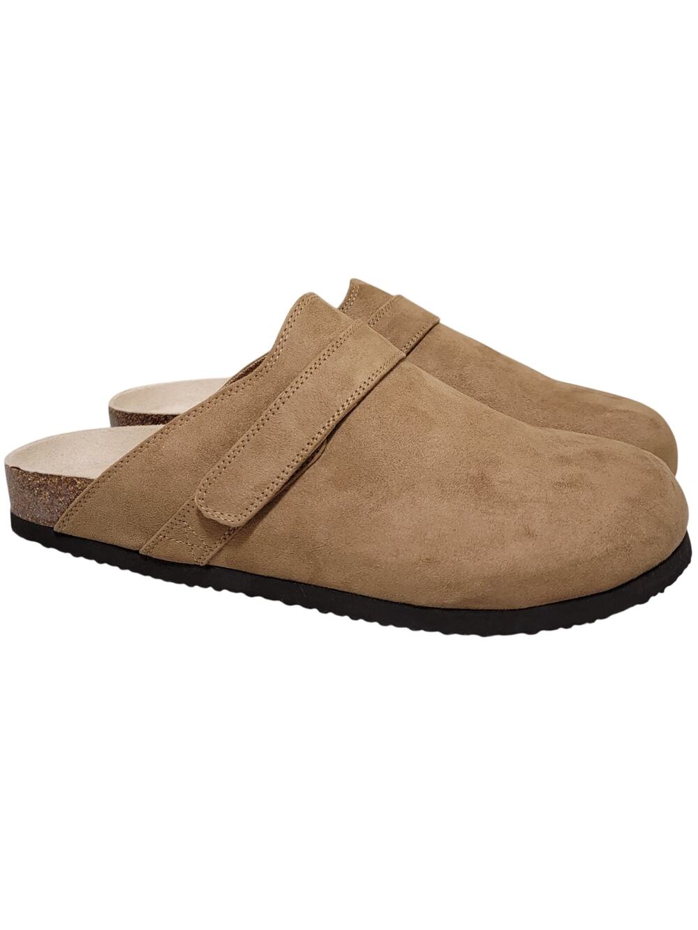 Sun+Stone Men Kade Slip On Footbed Clogs Size US 12M Tan Brown Faux Suede